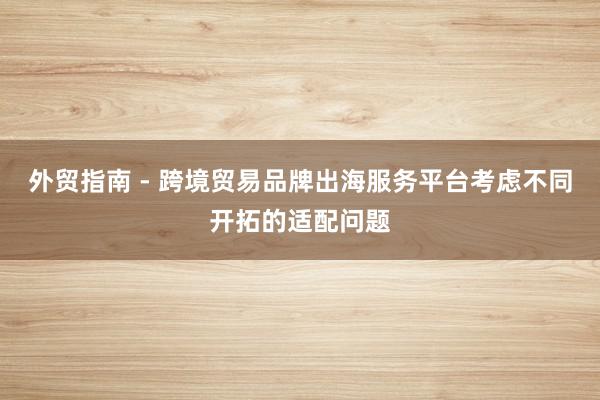 外贸指南 - 跨境贸易品牌出海服务平台考虑不同开拓的适配问题